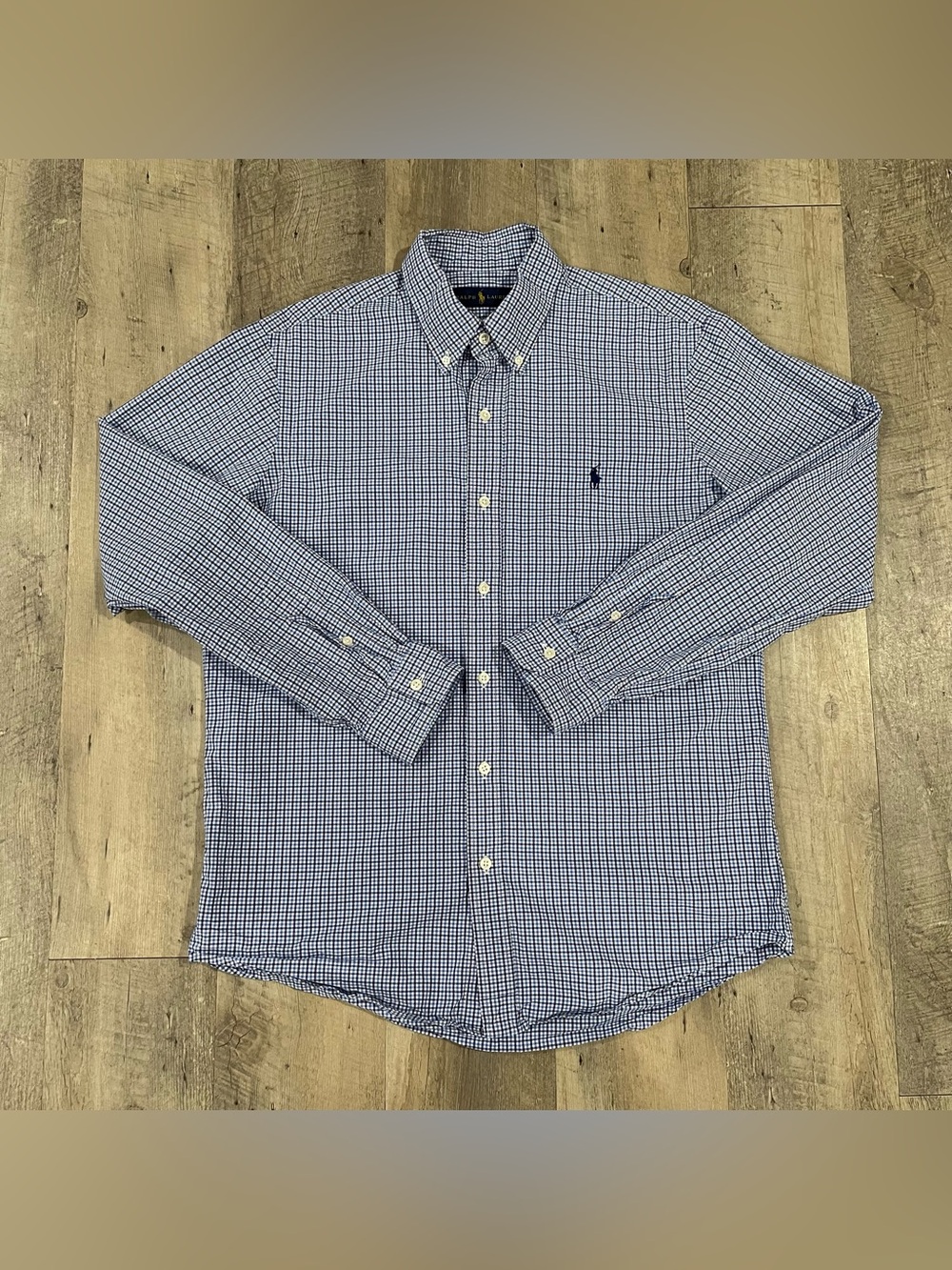 Polo by Ralph Lauren Blue and White Gingham Button-Down Shirt